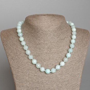 Collar de angelita, piedra natural, bolas facetadas, diámetro 10 mm +/-, longitud 46 cm +/-