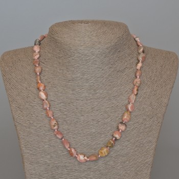 Collar de rodocrosita, piedra natural facetada, diámetro 8x10 mm, longitud 48 cm ±