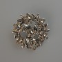 Broche Flor con strass gris, metal plateado 37x37 mm