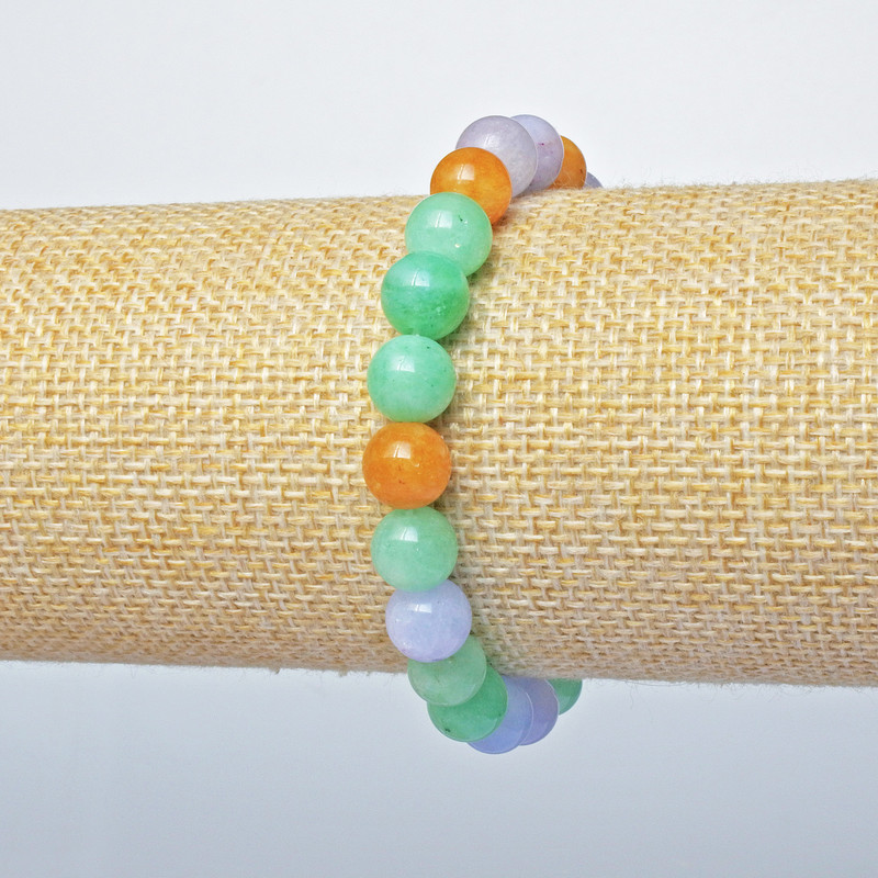 Pulsera surtida con bolas lisas, diámetro 8 mm, longitud 18 cm (elástica)