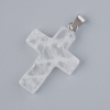 Colgante «Cruz» de cuarzo cristal de roca natural, piedra natural, diámetro 25×18 mm, longitud 34 mm ±