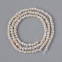 Cuentas de perlas de río, diámetro 3×2,5 mm, longitud 35 cm ±, en hilo