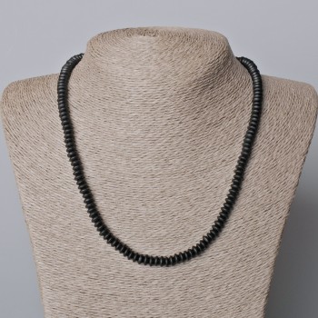 Collar de shungita artificial (rondeles lisos), diámetro 6×3 mm, longitud 45–48 cm ±