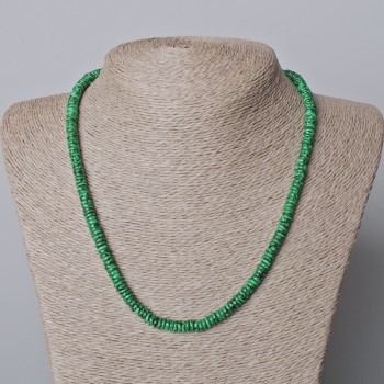 Collar de malaquita (prensado) rondel liso, diámetro 6×2 mm, longitud 45–49 cm