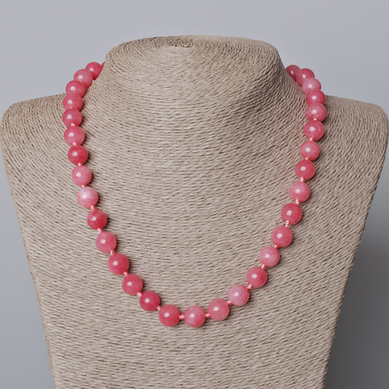 Collar de turmalina artificial – bolas lisas, diámetro 10 mm, longitud 45-47 cm