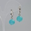 Pendientes de aguamarina, piedra natural, bola lisa, diámetro 12 mm, longitud 30 mm, cierre inglés
