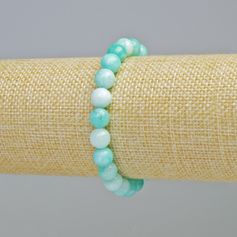 Pulsera de amazonita (artificial) bolas lisas, diámetro 8 mm ± (elástico), longitud 18 cm+