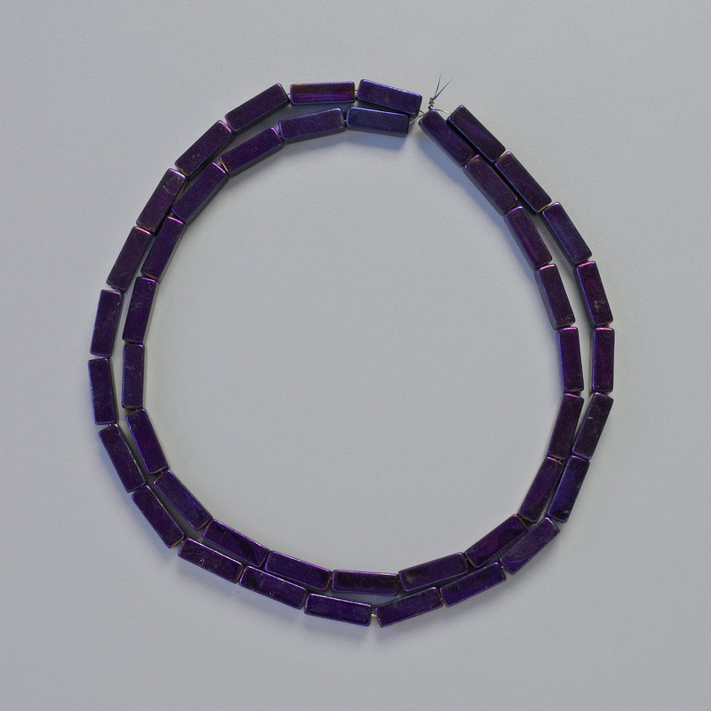 Cuentas de hematita rectangulares 9×3 mm, color violeta, hebra