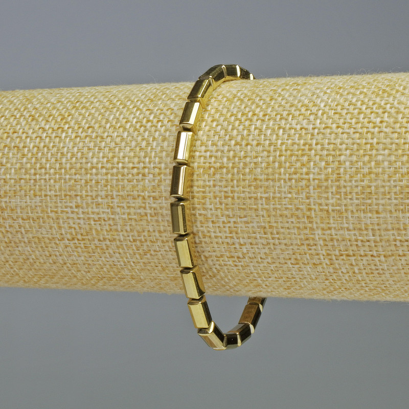 Pulsera de hematita rectangular, color dorado, diámetro 8×4 mm, longitud 18 cm, elástica