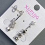 Pendientes Xuping con piedras negras 6x30 mm rodio