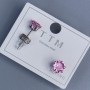 Pendientes de botón Xuping con piedra rosa de 6 mm ± rodio
