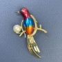 Broche de pájaro con perla multicolor, metal 40×68 mm+