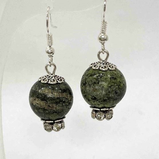 Pendientes de serpentina, bola lisa, diámetro 14 mm ±, longitud 38 mm ±