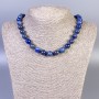 Collar de lapislázuli, bolas lisas de 10 mm, 45 cm con cierre
