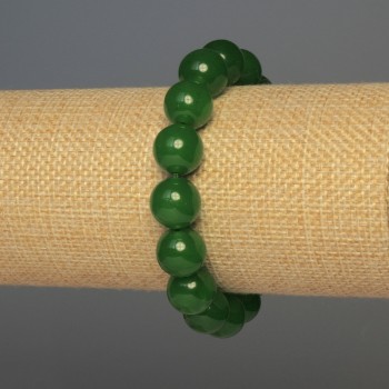 Pulsera de crisoprasa con bolas lisas, diámetro 12 mm, longitud 18 cm ±, elástica