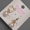 Pendientes Xuping con strass blancos y perla Mallorca, diámetro 10 mm, longitud 26 mm, baño de oro 18K