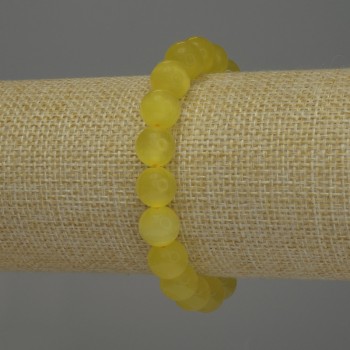Pulsera de ojo de gato amarillo, bolas lisas, diámetro 10 mm, longitud aprox. 18 cm, elástica