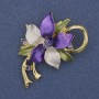 Broche-colgante Flor esmaltado con cristales