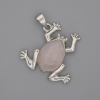 Colgante Rana de cuarzo rosa 29×28 mm, longitud 37 mm ±