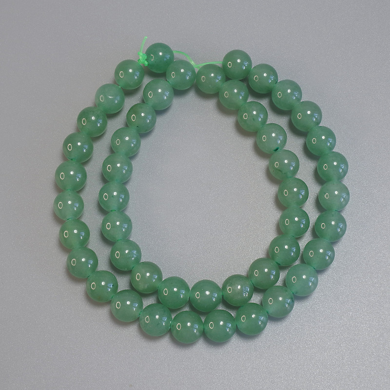 Cuentas de nefrita, bolas lisas, diámetro 8,5 mm, longitud 39 cm, en hilo