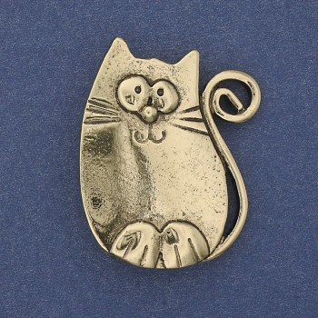 Broche colgante Gata de metal dorado 37x29 mm+