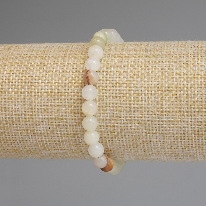 Pulsera de ónix con cuentas lisas de 6 mm, longitud 18 cm, elástica