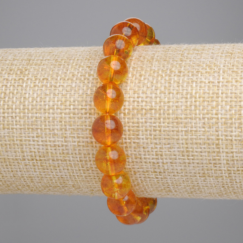 Pulsera de citrino con cuentas lisas de 10 mm