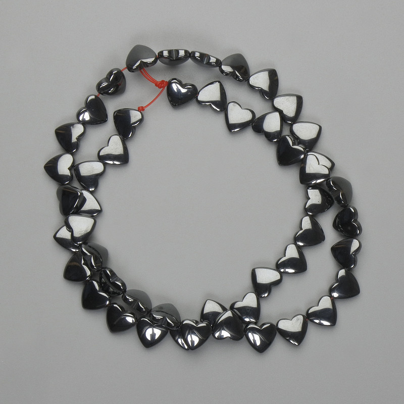 Cuentas de hematita en forma de corazón 8×8 mm ±, longitud 40 cm ±