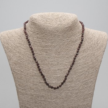 Collar de granate facetado de 4 mm, longitud 45 cm, con cierre