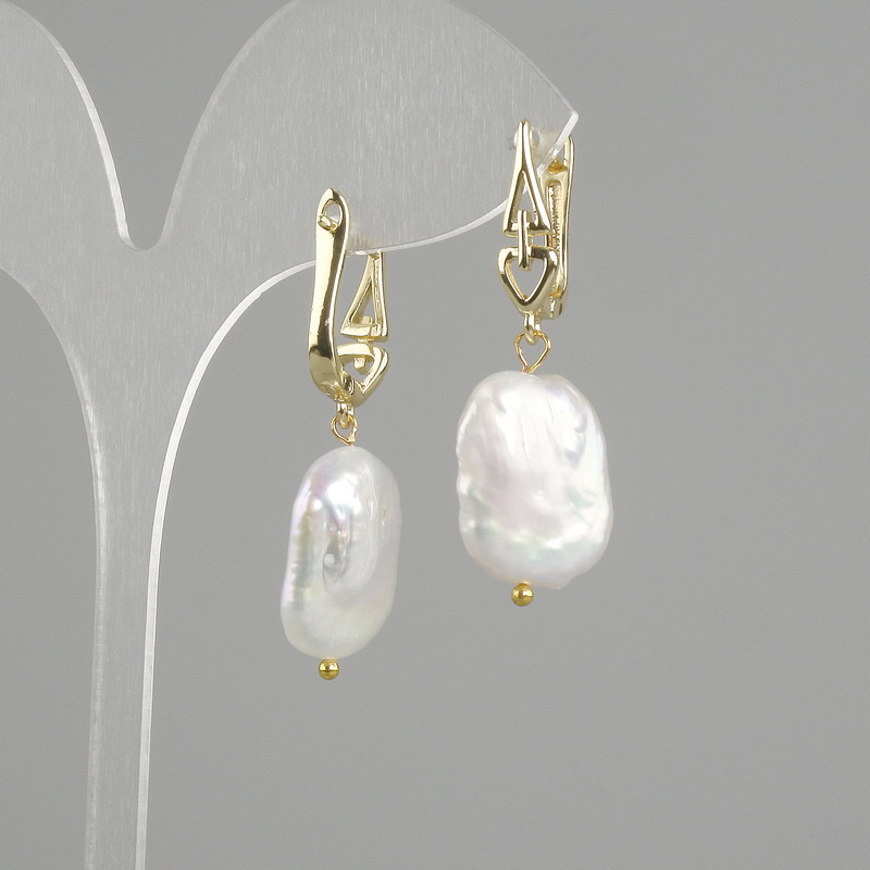 Pendientes de perlas barrocas 18×15 mm+, longitud 40 mm+