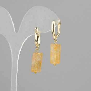 Pendientes de citrino en cilindro, diámetro 18×8 mm ±, longitud 37 mm ±