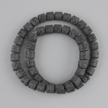 Cuentas cilíndricas de lava volcánica negra, diámetro 8×8 mm, en hilo de 38 cm aproximadamente