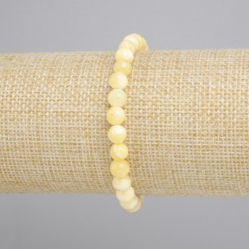 Pulsera amarilla de ágata, cuentas lisas en forma de bola, diámetro 6 mm, longitud 18 cm, elástico