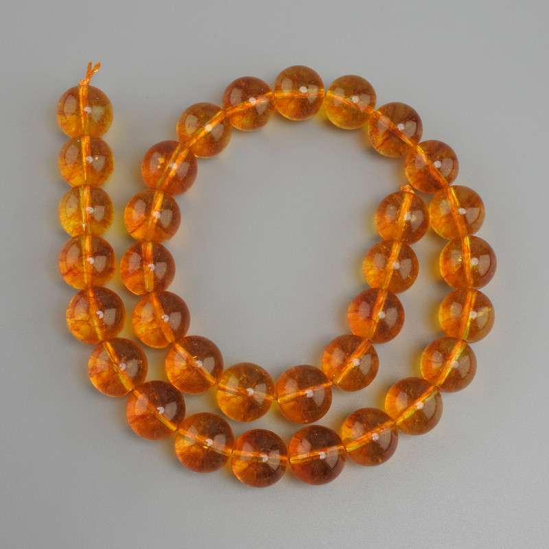 Cuentas de cítrino, bolas lisas, diámetro 12 mm, longitud 37 cm