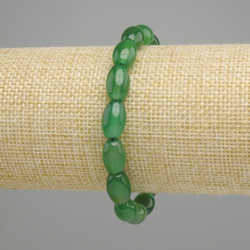 Pulsera de ágata en grano, diámetro 12×8mm, longitud 18cm, elástica