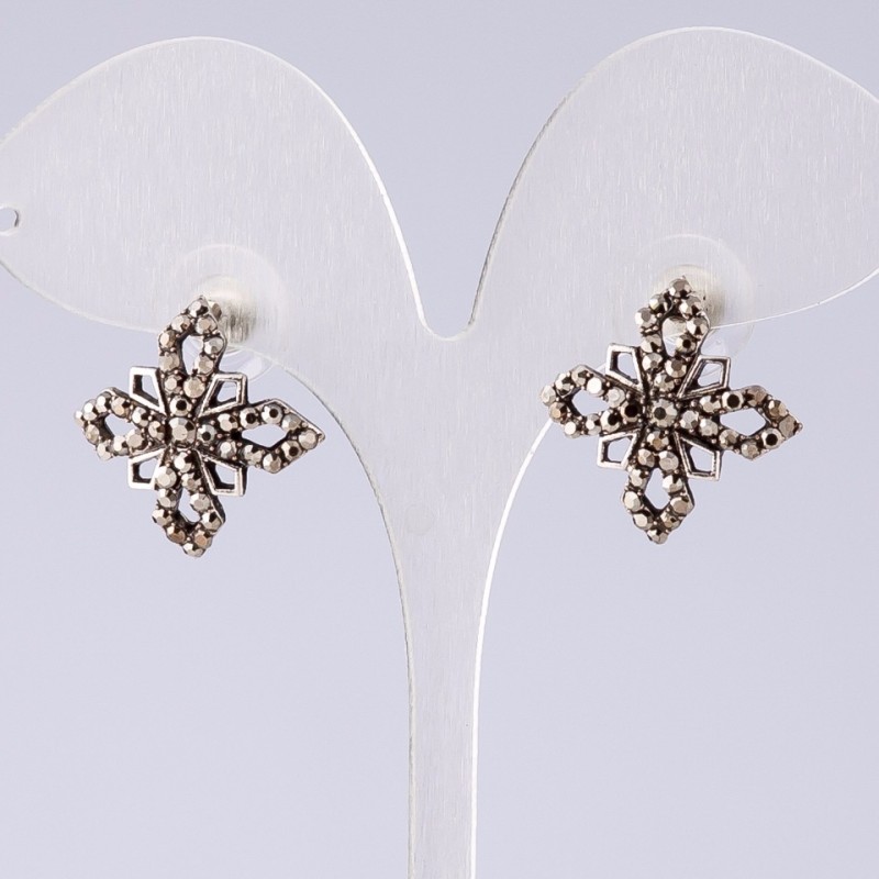 Pendientes con plata en forma de gota, diámetro 2 cm