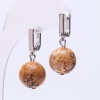 Pendientes «Elegante» con jaspe paisajístico, bola de 12 mm, longitud 29 mm+