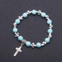 Pulsera 'Turquesa' con colgante Cruz, diámetro 8 mm