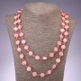Collar largo de madreperla rosada en forma de moneda, 120 cm