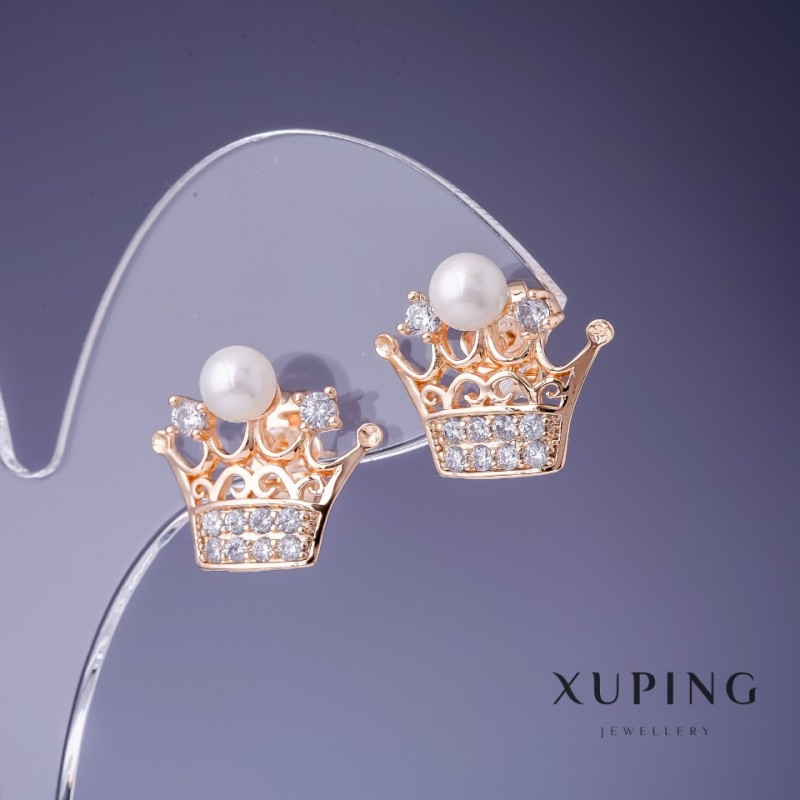 Pendientes Xuping Corona 18x15 mm «baño de oro 18K»