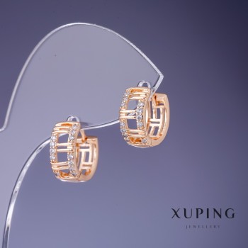 Aretes Xuping 6×14 mm con baño de oro 18K