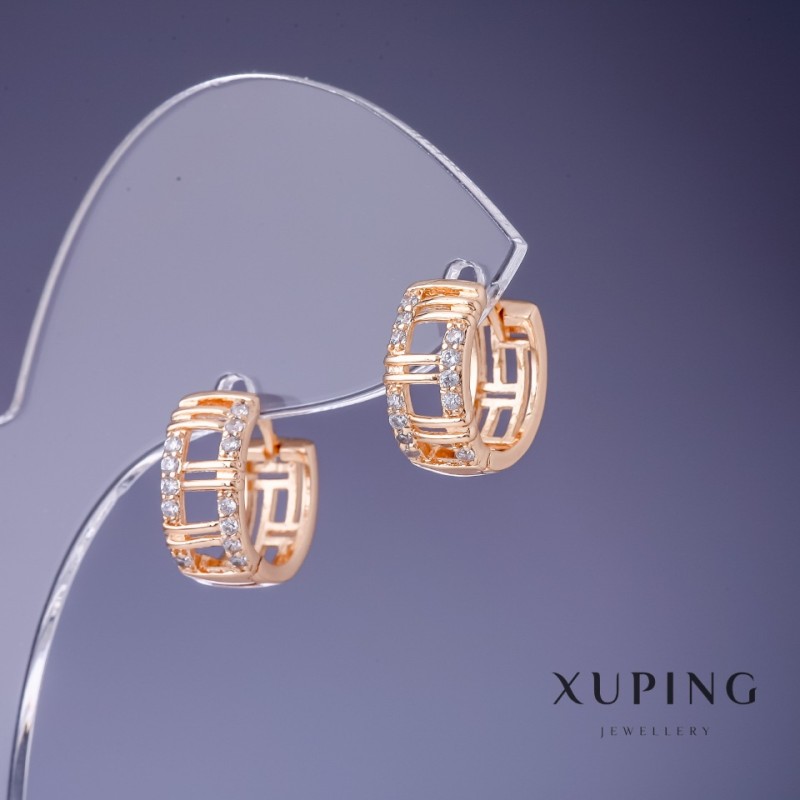 Aretes Xuping 6×14 mm con baño de oro 18K