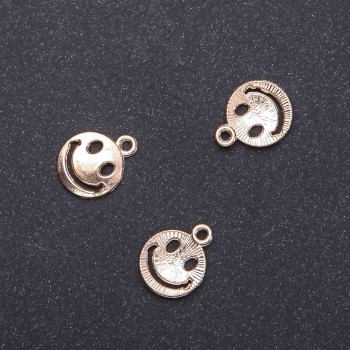 Accesorios para colgante Smile oro, diámetro 13 mm, longitud 16 mm, diámetro 1,8 mm, envasado 20 g, 24 uds. (+ -)