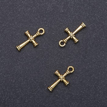 Accesorio para colgante cruz dorado, diámetro 11 mm, longitud 11 mm, empaque 20 g, 25 uds. (+ -)