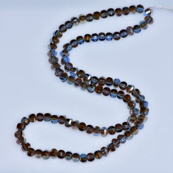 Cuentas de cristal al estilo Swarovski, azul claro facetadas con recubrimiento azul petróleo, diámetro 5×4 mm, hilo de 48 cm