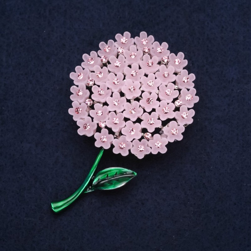 Broche flor «Hortensia rosa» 60×40 mm