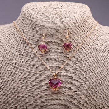 Juego «Corazón» multicolor amarillo y rosa Colgante 19×16 mm y Pendientes 27×13 mm, longitud 50 cm