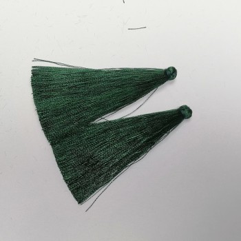 Accesorio para manualidades Borla 'Esmeralda Oscura', longitud 7 cm, diámetro 7 mm, par