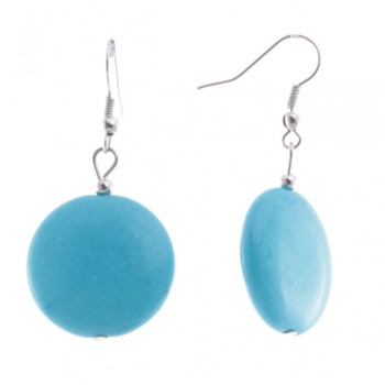 Pendientes colgantes con cabujones azul claro imitación turquesa, 48×24 mm