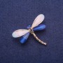 Broche Libélula blanco-azulado dorado 32×43 mm